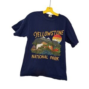 Port & Company Yellowstone National Park Navy Blue Cotton T-Shirt Medium